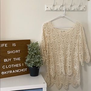 High/low Crochet Top 3/4 Sleeves